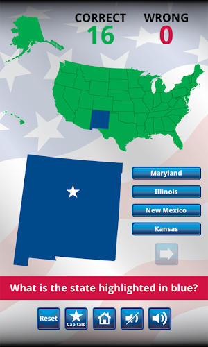 US States and Capitals Quiz Screenshot 1