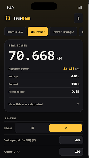 TrueOhm – Ohm's Law & Power Screenshot 2