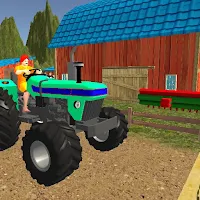 Village Farm Tractor Drive 3D