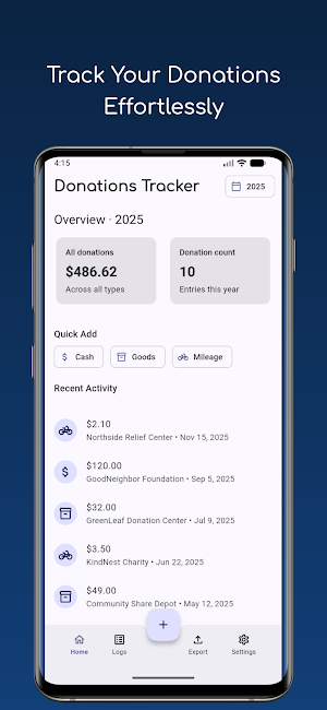 Donations Tracker Screenshot 0
