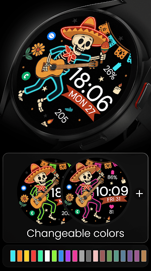 Muertos Fiesta Neon Watch Face Screenshot 2