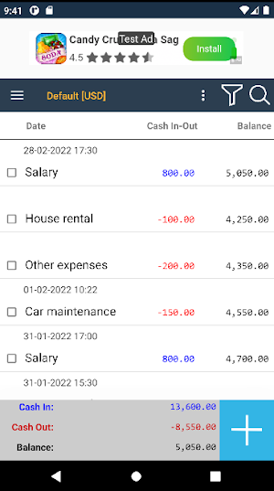 Personal Cash Book App Screenshot 0