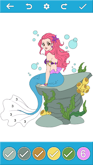Mermaid Coloring By Number Screenshot 0