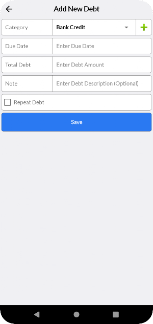 Debt Tracking Screenshot 1