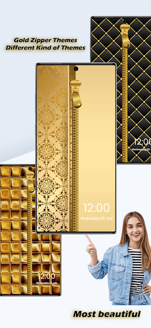Gold Zipper Lock Screen Screenshot 1