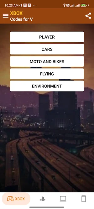 V Game Control Codes Screenshot 2