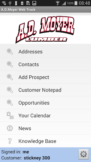 A.D. Moyer Lumber Web Track Screenshot 1