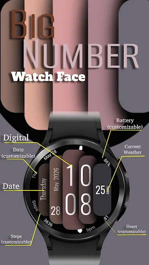 Big Number 3 - Watch Face Screenshot 1