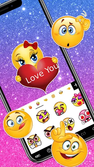 Pink Blue Glitter Keyboard Background Screenshot 3