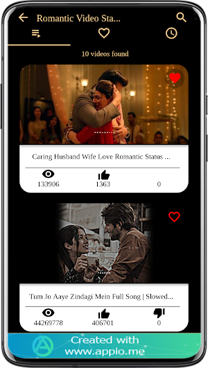Romantic Video Status App Screenshot 2