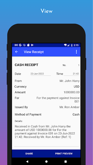 Simple Cash Receipt Screenshot 1