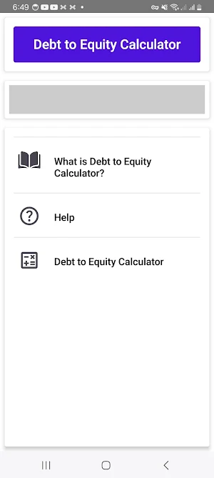 Debt to Equity Calculator Screenshot 0