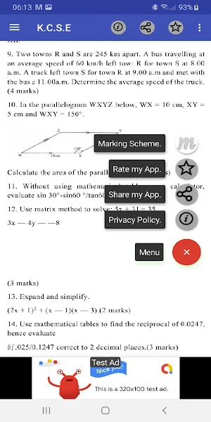 Kcse mathematics: past papers. Screenshot 2
