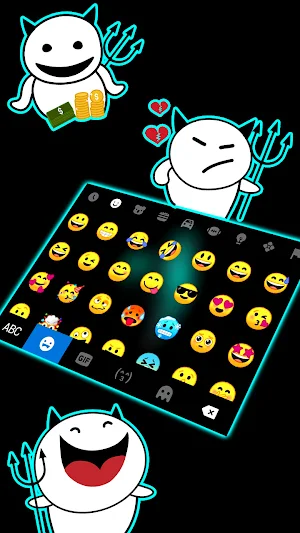 Neon Blue Warrior Keyboard Background Screenshot 2
