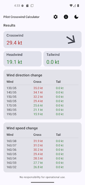 Pilot Crosswind Calculator Screenshot 1