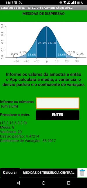 Cálculos da Estatística básica Screenshot 0