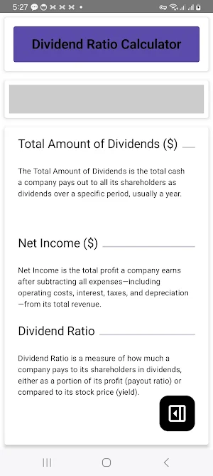 Dividend Ratio Calculator Screenshot 1