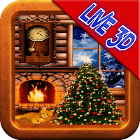 Christmas Fireplace Live Wall