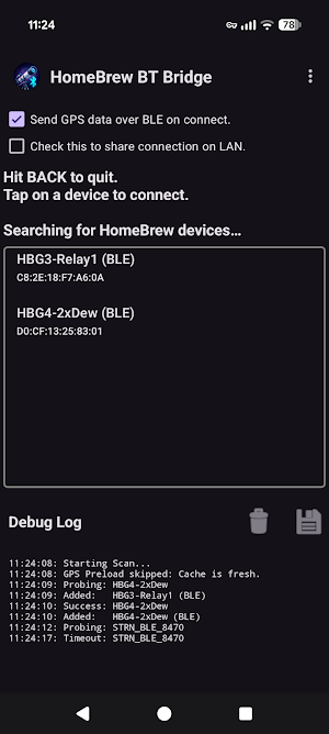 HomeBrew BT Bridge Screenshot 1