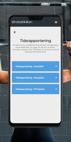 Idrottsklinikens personalapp Screenshot 1