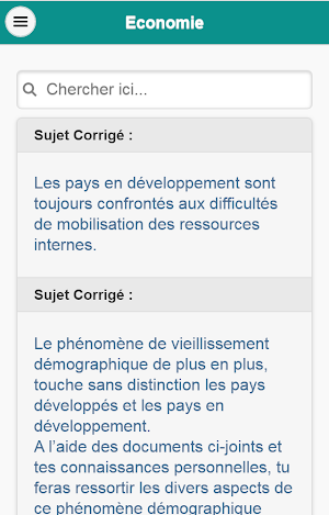 Economie - Sujets Corrigés Screenshot 0