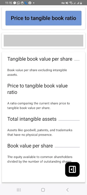 Price to Book Ratio Calculator Screenshot 3