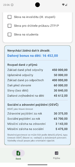 Daňová a finanční kalkulačka Screenshot 3