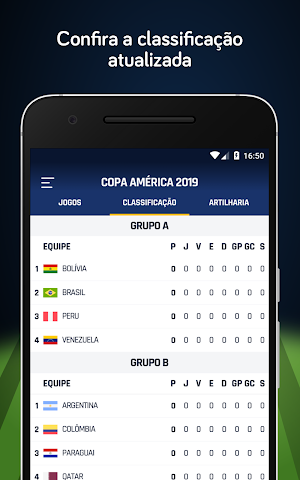 Tabela da Copa América Brasil 2019 Screenshot 2