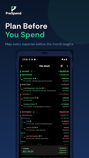 PreSpend: Budget Planner Screenshot 1