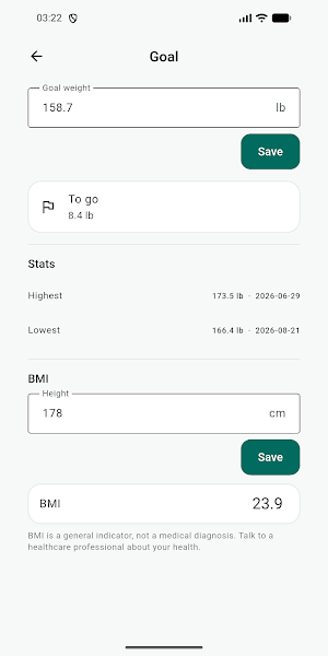 Weight Log — lb & kg Screenshot 3