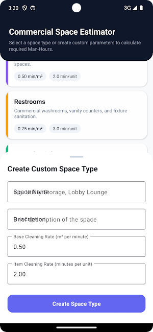 Cleaning Time Estimator Screenshot 2