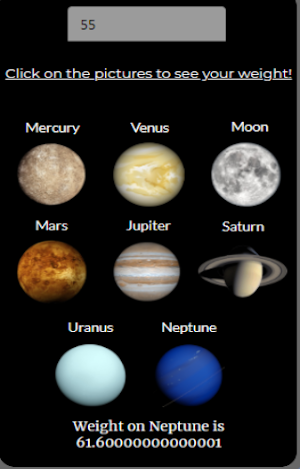 Weight on Planets Calculator Screenshot 1