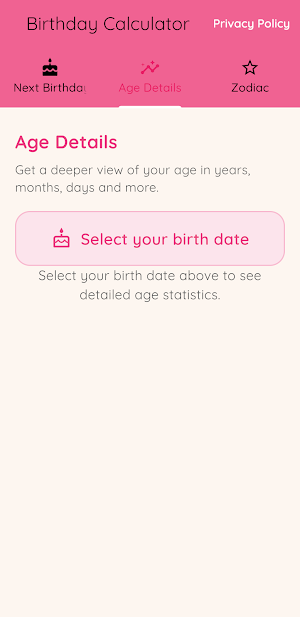 Birthday Calculator Screenshot 0