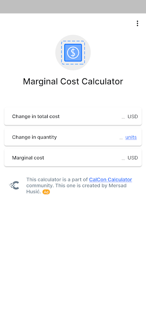 Marginal Cost Calculator Screenshot 0