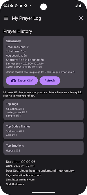 Soul Log Prayer Meditation Screenshot 1