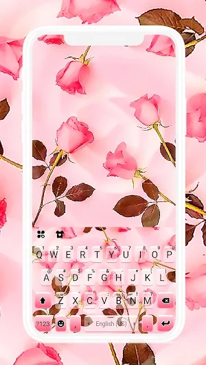 Pink Rose Romance Keyboard Background Screenshot 0