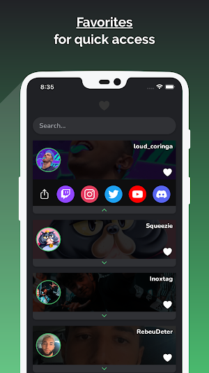 Twitch streamers' social media Screenshot 1