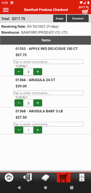 Bamford Produce Checkout Screenshot 3