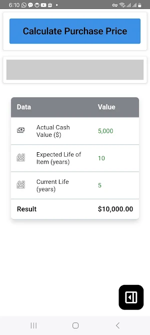 Actual Cash Value Calculator Screenshot 0