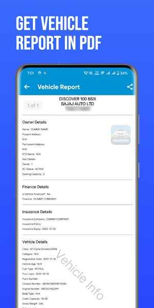 Vehicle Information App Screenshot 2