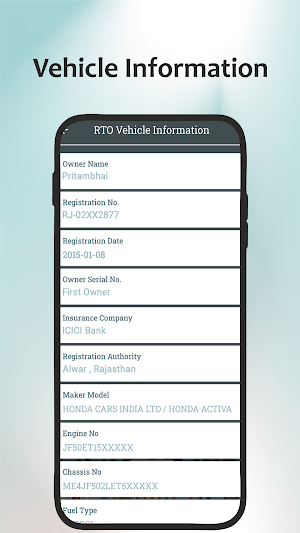 RTO Vehicle Information App Screenshot 2