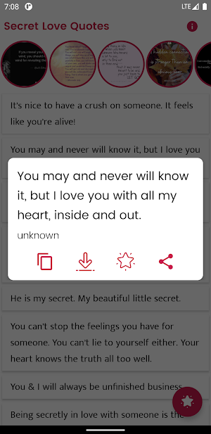 Secret Love Quotes and Sayings Screenshot 1