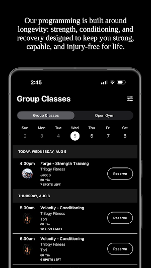 trilogy Fitness App 2.0 Screenshot 2