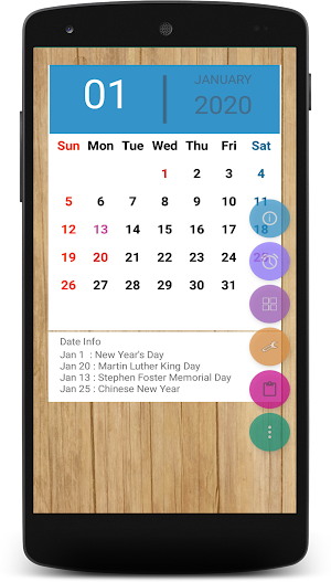 US Holidays Calendar Screenshot 1