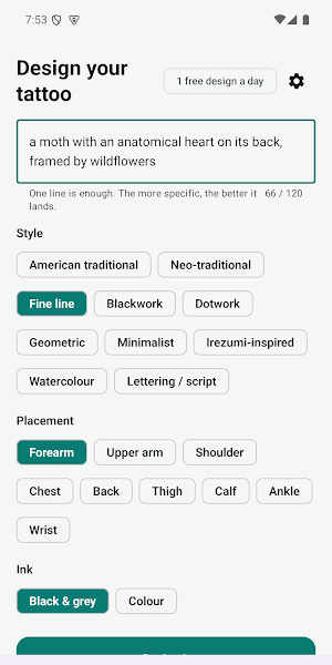 InkMuse: AI Tattoo Designs Screenshot 1