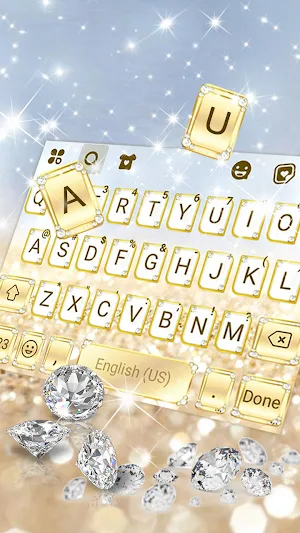 Gold Lux Diamonds Keyboard Theme Screenshot 1