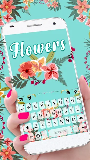 Cyan Flowers Keyboard Theme Screenshot 0
