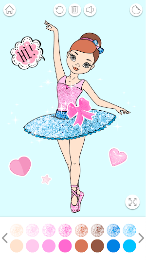 Ballerina Coloring Book Glitter - Girl Games Screenshot 1