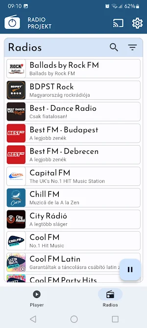 Radio Projekt: Online stations Screenshot 1