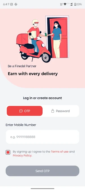 FineDel Delivery Partner Screenshot 0
